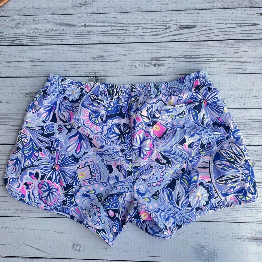 Lilly Pulitzer Luxletic Floral Paisley Shorts Women Small Nautical Coastal